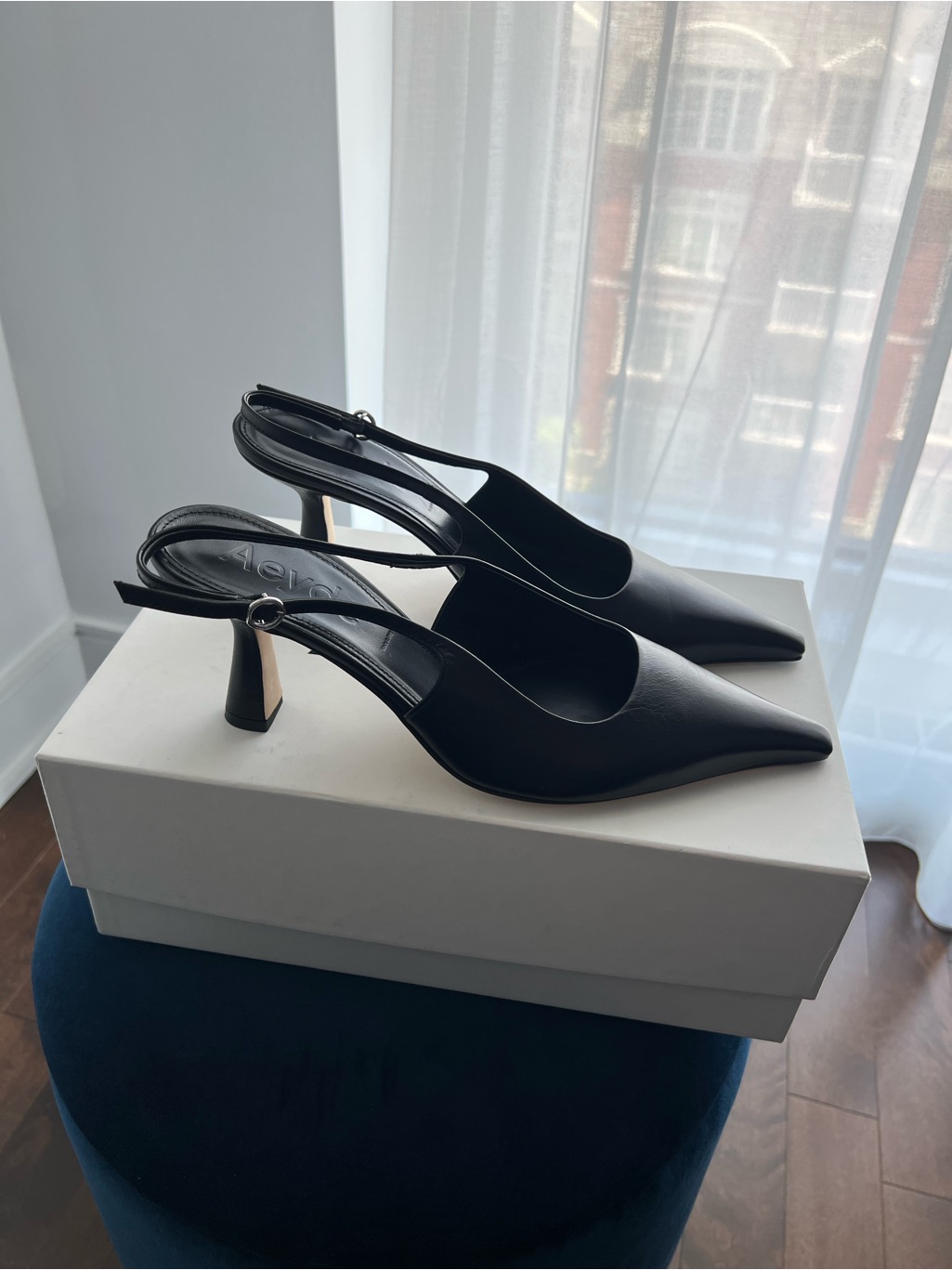 Aeyde Black Fernanda Slingback Heels